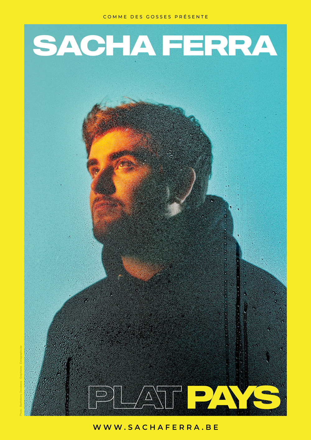 Création d’affiche pour le spectacle de Sacha Ferra : Plat Pays – ExtraGraphic